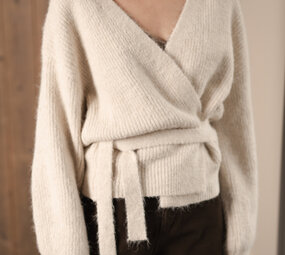 AURORE gilet cache-cœur beige
