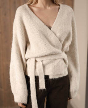 AURORE gilet cache-cœur beige