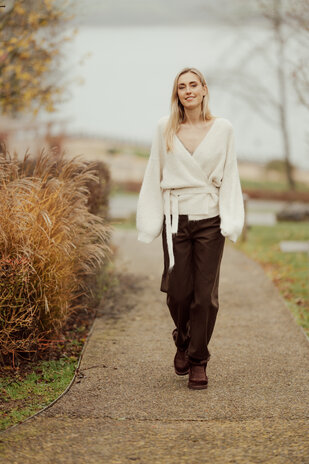 AURORE gilet cache-cœur beige