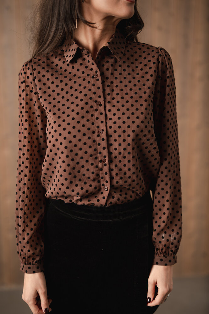 AELIA chemise à pois choco