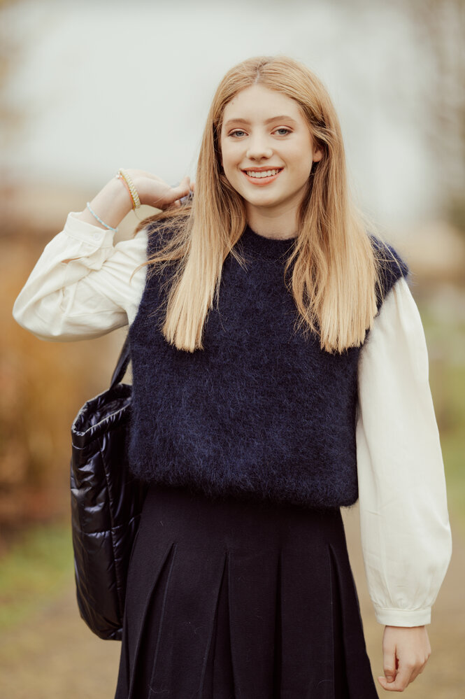 SHINA pull sans manches bleu marine