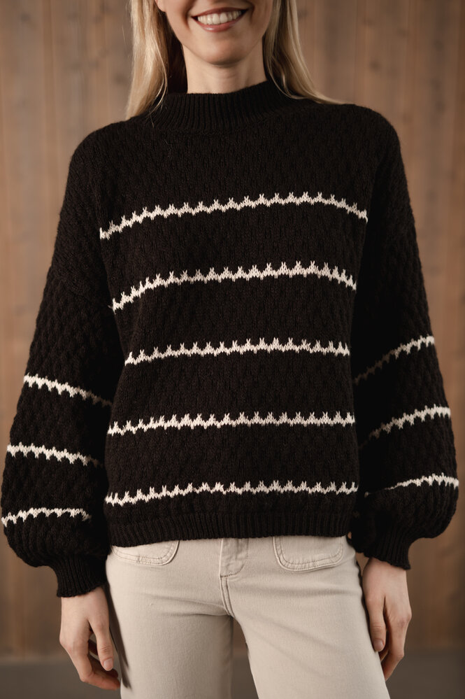 KAINA pull à rayures choco