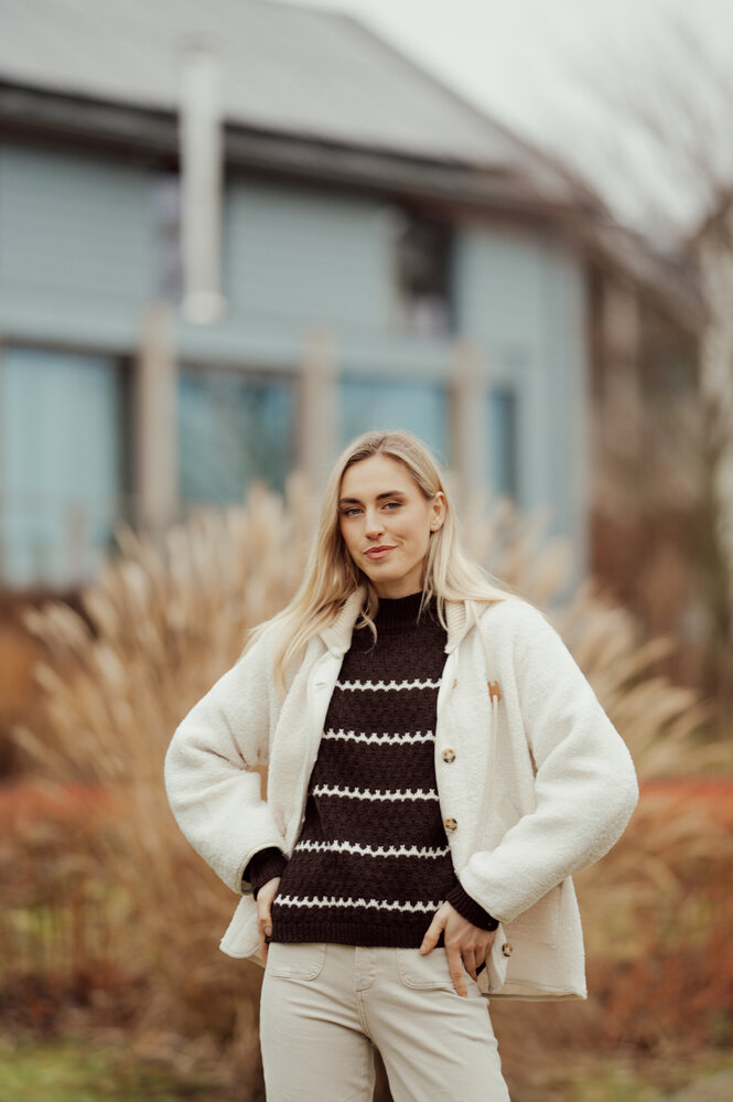 KAINA pull à rayures choco