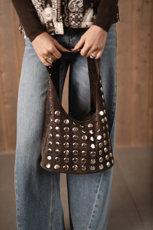 Sac clouté choco ELODIE Sac clouté choco ELODIE