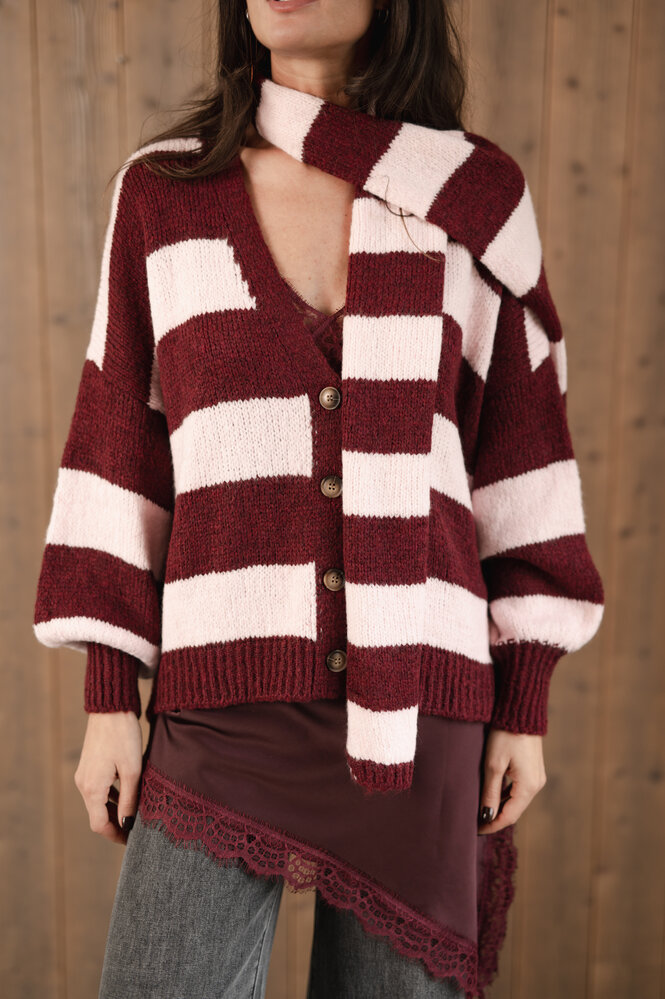 DALIA pull bordeaux/rose