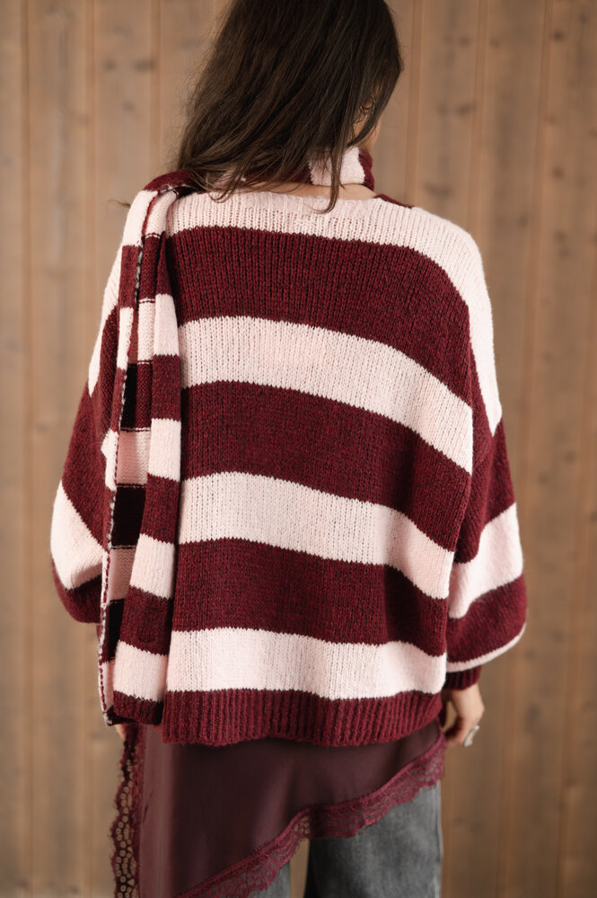 DALIA pull bordeaux/rose