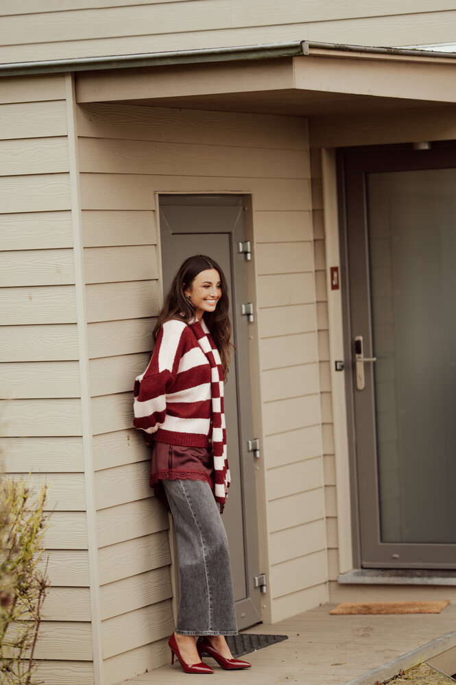 DALIA pull bordeaux/rose