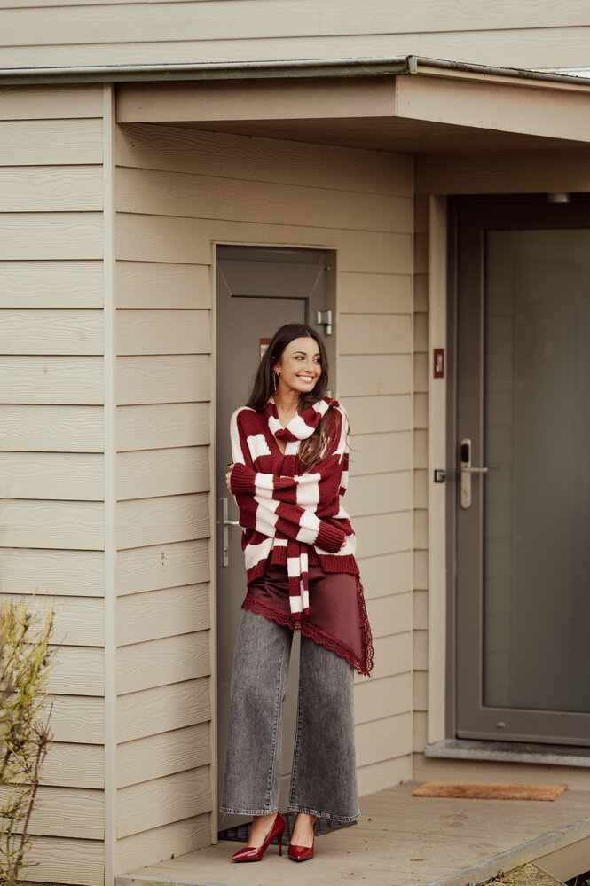 DALIA pull bordeaux/rose