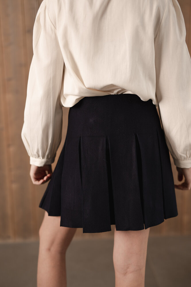 MIRABELLE jupe plissée bleu marine