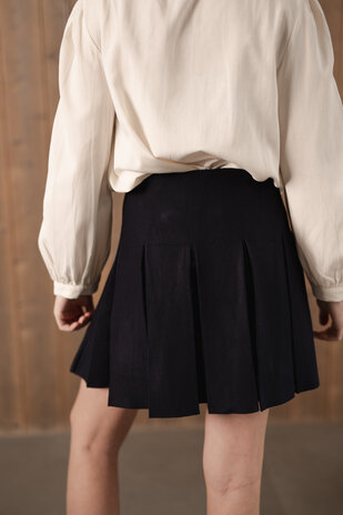 MIRABELLE jupe plissée bleu marine