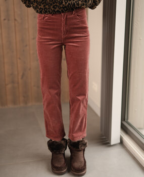 SOLANGE pantalon en velours rose