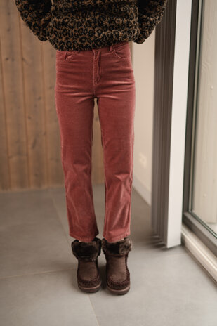 SOLANGE pantalon en velours rose
