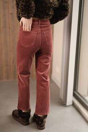 SOLANGE pantalon en velours rose
