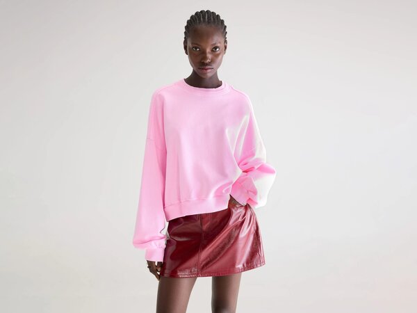 BELLEROSE FERNA sweatshirt col rond fluo pink