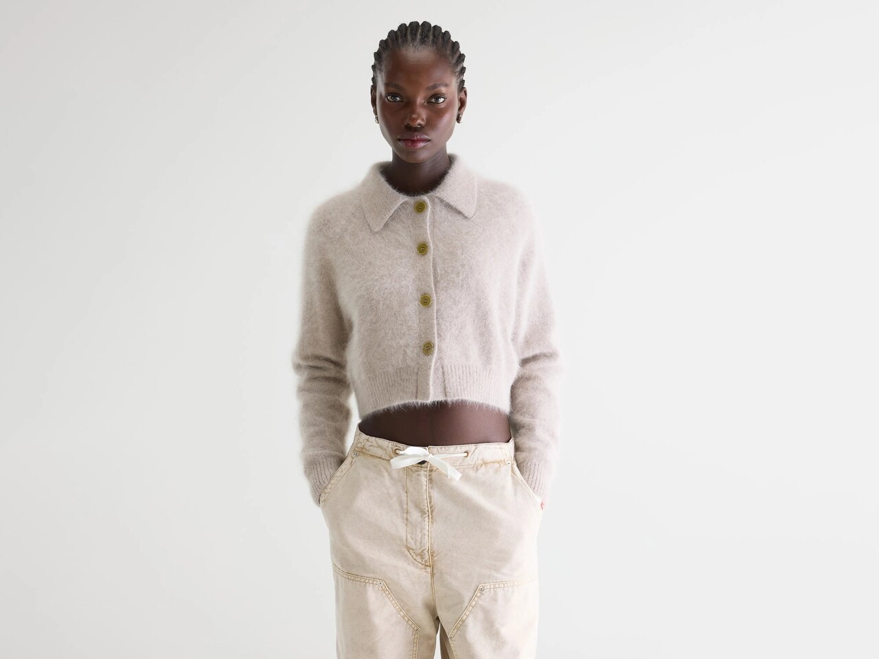 DATCO cardigan en angora light grey