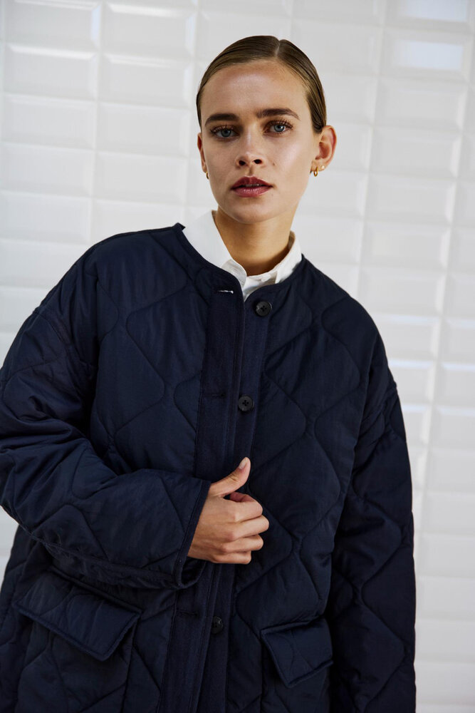 WITHBLACK WBL SANDY manteau matelassée 3/4 bleu nuit