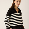 Pull à rayures avec collier noir/blanc cassé
