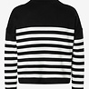 Pull à rayures avec collier noir/blanc cassé