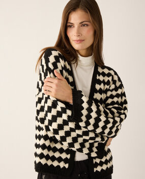 Cardigan à rayures noir/blanc cassé