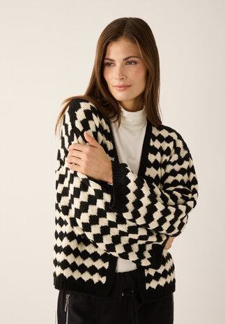 Cardigan à rayures noir/blanc cassé