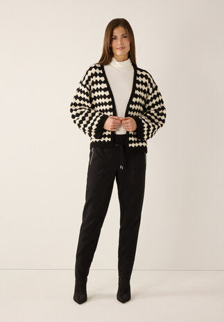 MORE & MORE Cardigan à rayures noir/blanc cassé