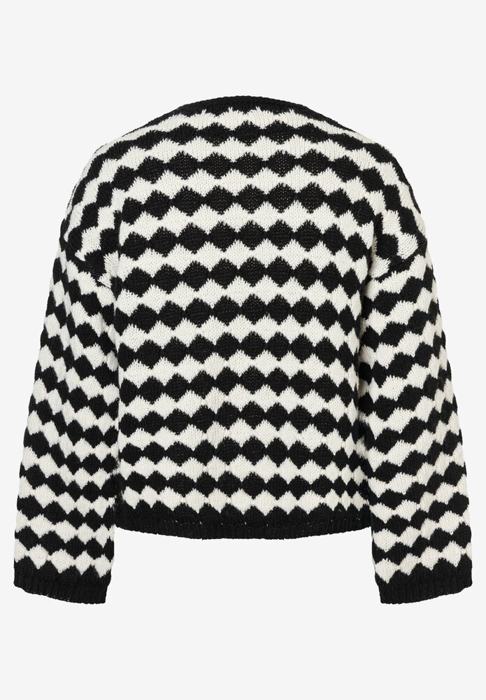 MORE & MORE Cardigan à rayures noir/blanc cassé