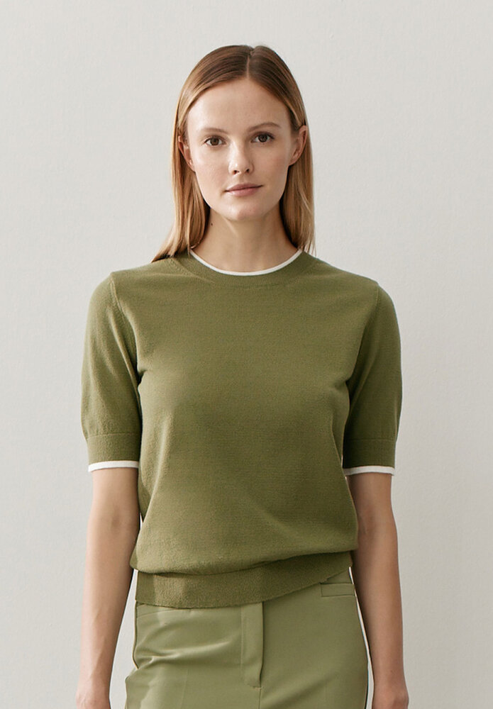 Pull à manches courtes, tricot fin vert