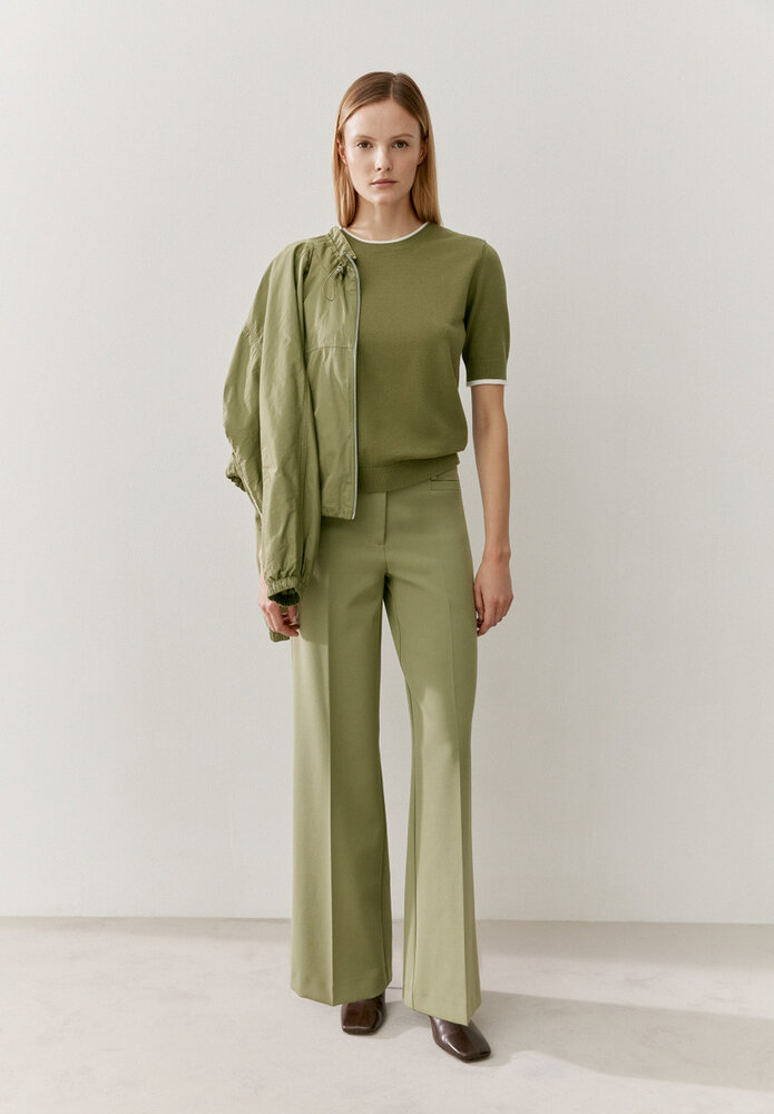 Pull à manches courtes, tricot fin vert