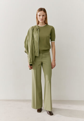 MORE & MORE Pull à manches courtes, tricot fin vert