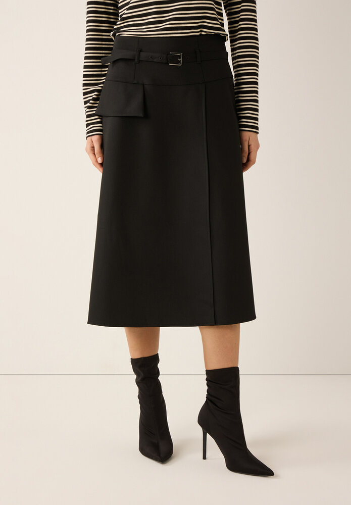 MORE & MORE Jupe Midi avec look wrap noire