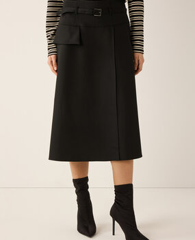 Jupe Midi avec look wrap noire