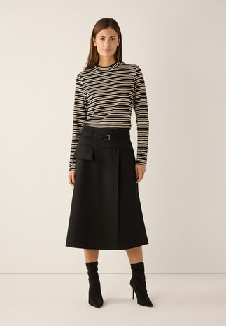 Jupe Midi avec look wrap noire