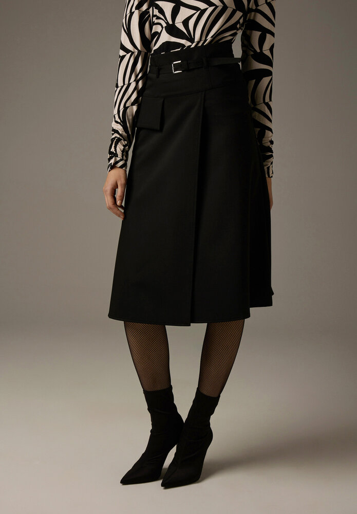 MORE & MORE Jupe Midi avec look wrap noire