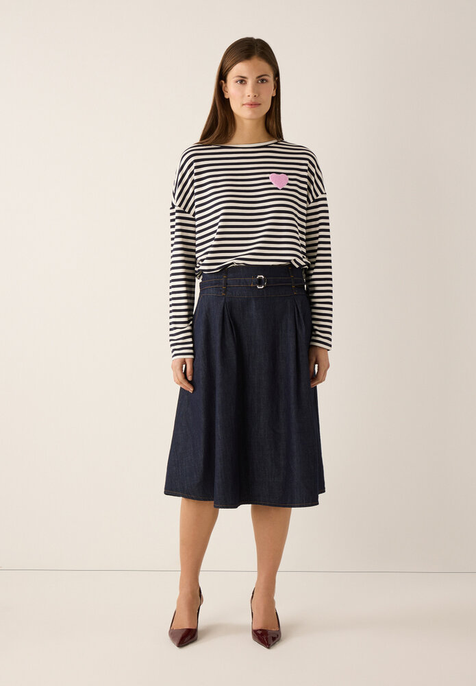 Chemise rayée avec coeur marine/offwhite