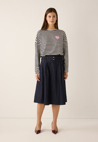 Chemise rayée avec coeur marine/offwhite