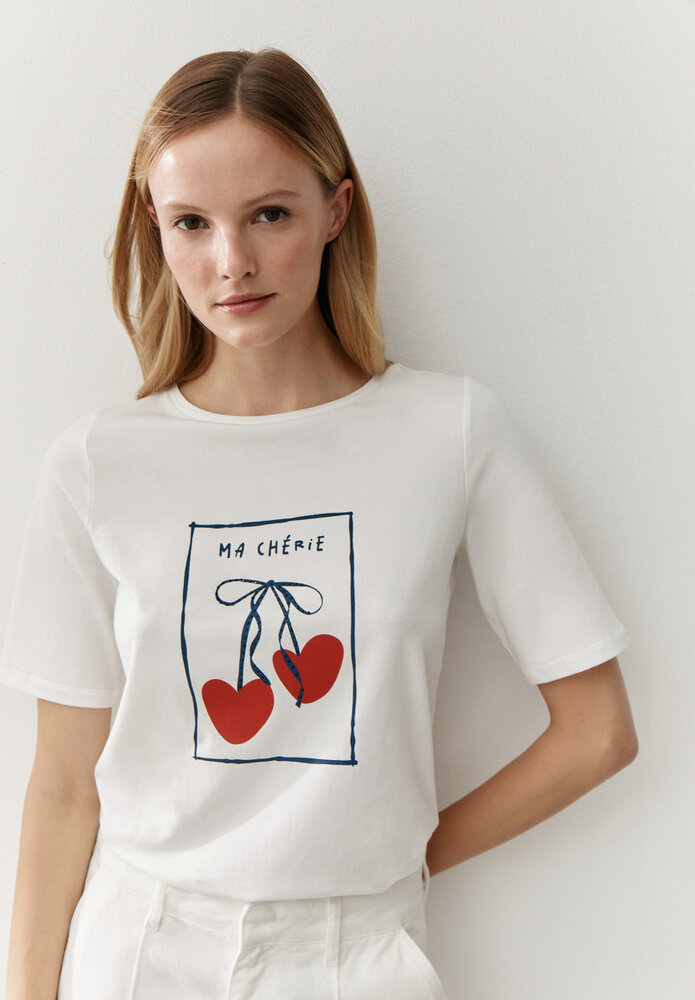 MORE & MORE T-shirt imprimé cerise blanc cassé MORE & MORE T-shirt imprimé cerise blanc cassé