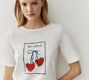 MORE & MORE T-shirt imprimé cerise blanc cassé