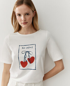 MORE & MORE T-shirt imprimé cerise blanc cassé