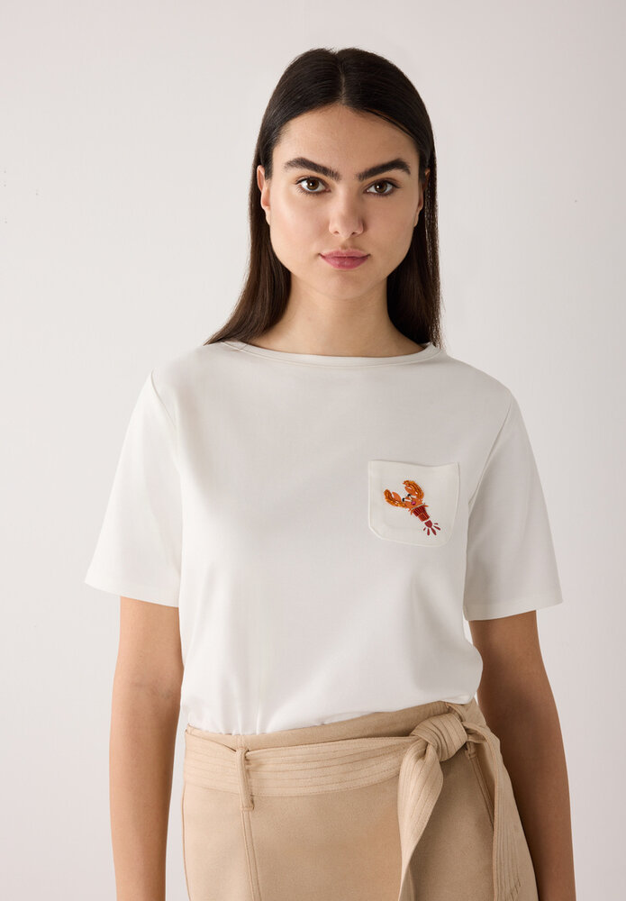 MORE & MORE T-shirt avec homard à paillettes blanc cassé MORE & MORE T-shirt avec homard à paillettes blanc cassé