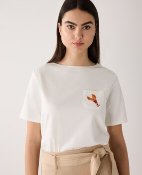 MORE & MORE T-shirt avec homard à paillettes blanc cassé
