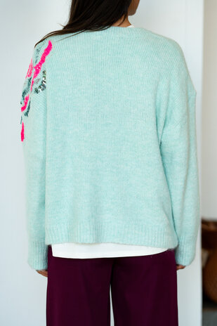 KALYRA pull à sequins vert clair KALYRA pull à sequins vert clair