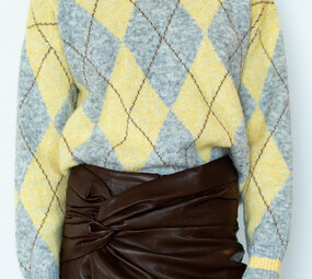 ELORYA pull jaune/gris
