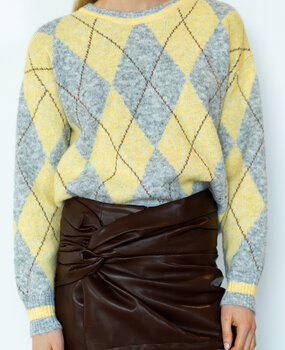 ELORYA pull jaune/gris