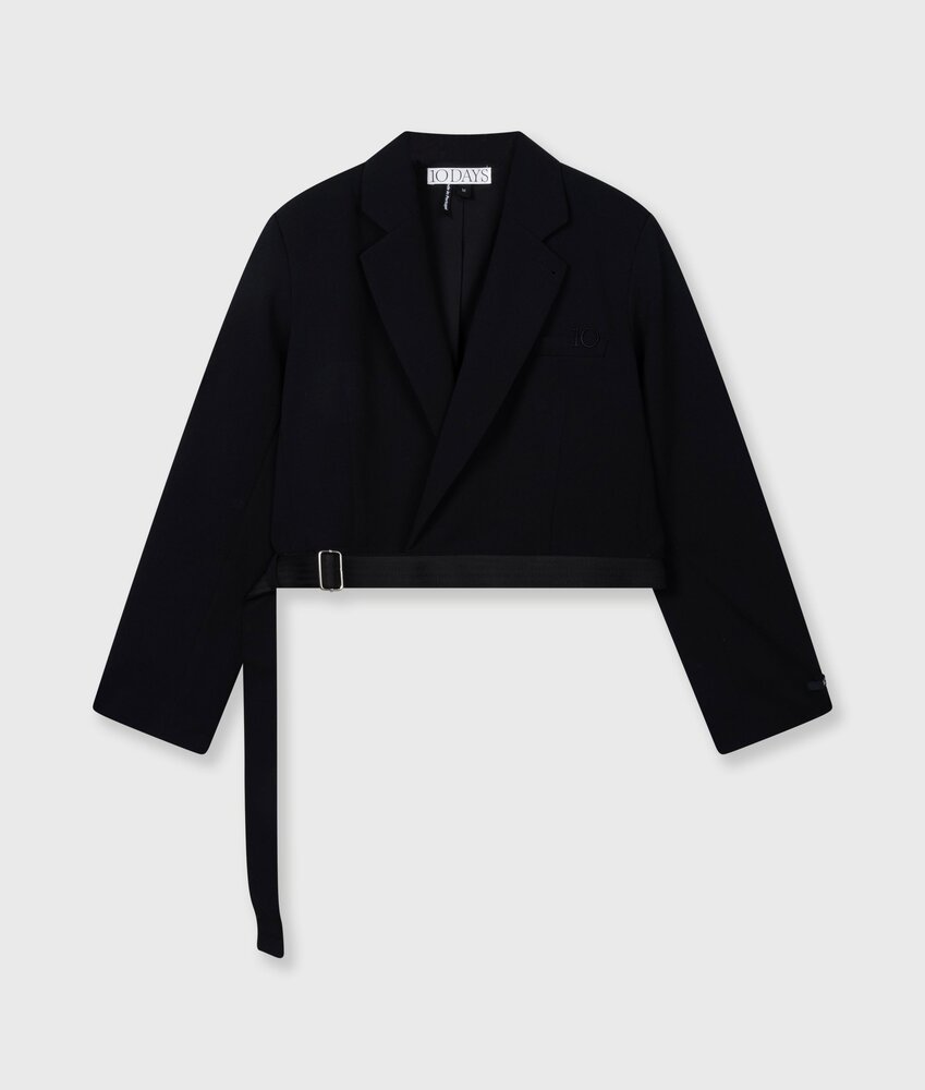 10DAYS Blazer ceinturé en crêpe black