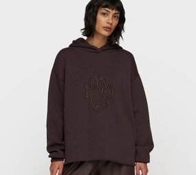 Sweat à capuche brodé à message deep wine