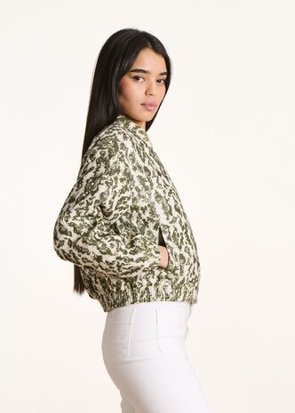 LA FEE MARABOUTEE BOMBER blouson bomber en jacquard kaki