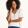 Pull ample en maille ajourée manches courtes écru Pull ample en maille ajourée manches courtes écru