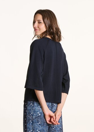 LA FEE MARABOUTEE Pull  oversize maille fine col rond bleu encre
