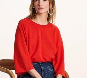 Pull  oversize maille fine col rond jaspe