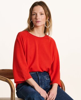 Pull  oversize maille fine col rond jaspe